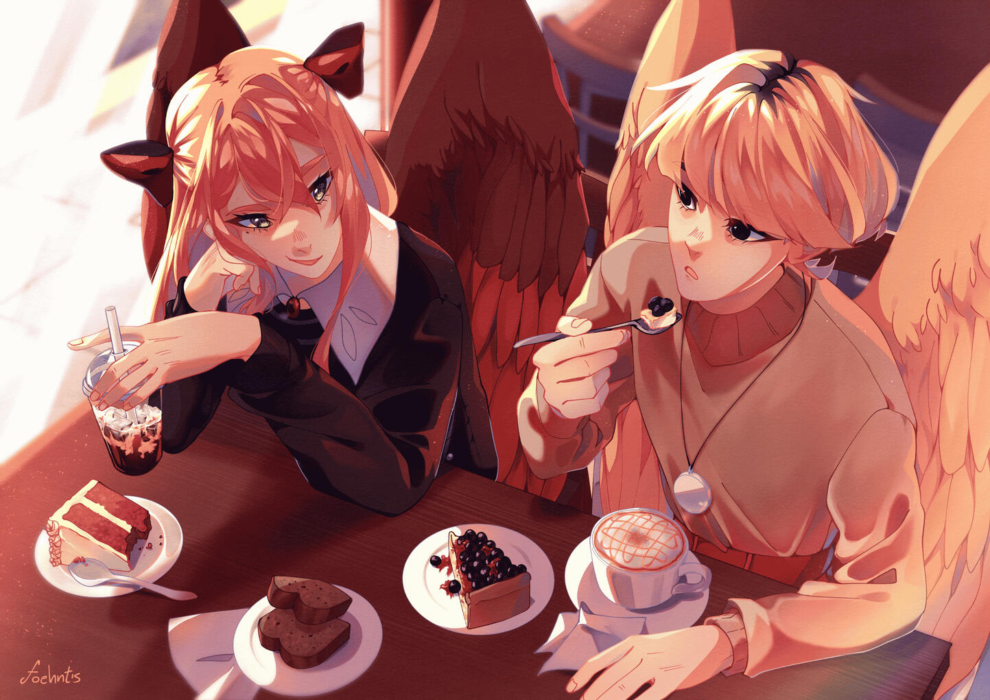 Halfbody (fullcolor, 2 characters, simple bg) commission for nek_44